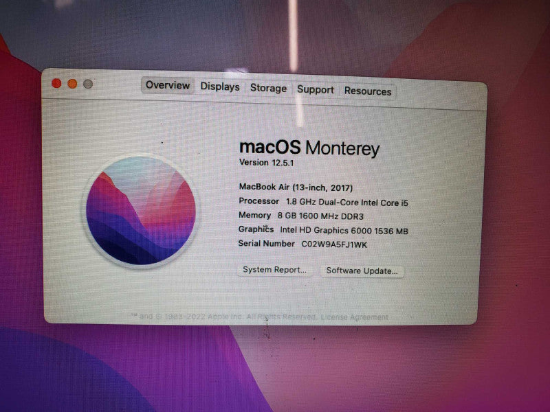 Apple MacBook Air 2017 13\\" Core i5-5350U @ 1.8 GHz 8GB DDR3 120GB SSD *READ* (