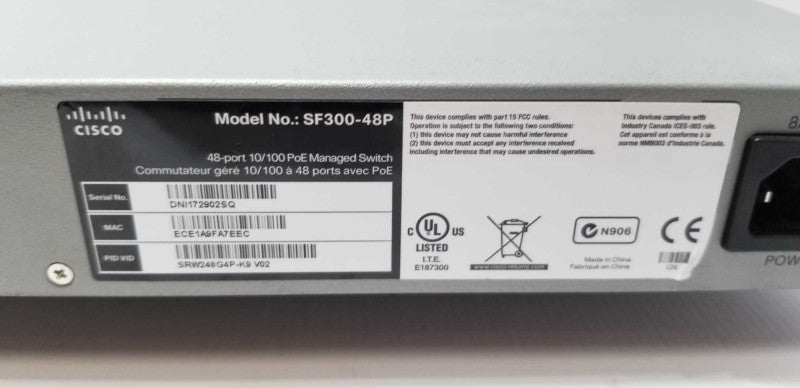 Cisco SF300-48P 48-port 10/100 PoE Managed Switch=