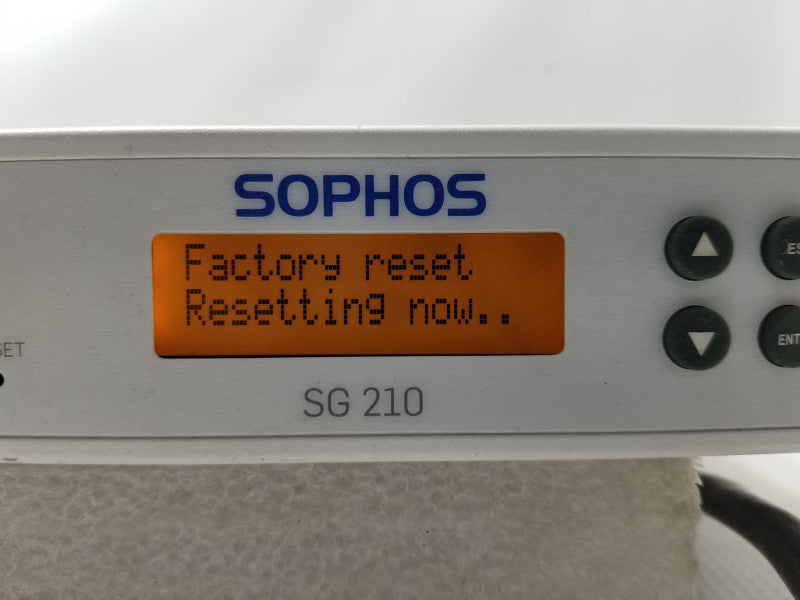 Sophos SG 210 Rev. 1 Firewall Security Appliance, Factory reset _