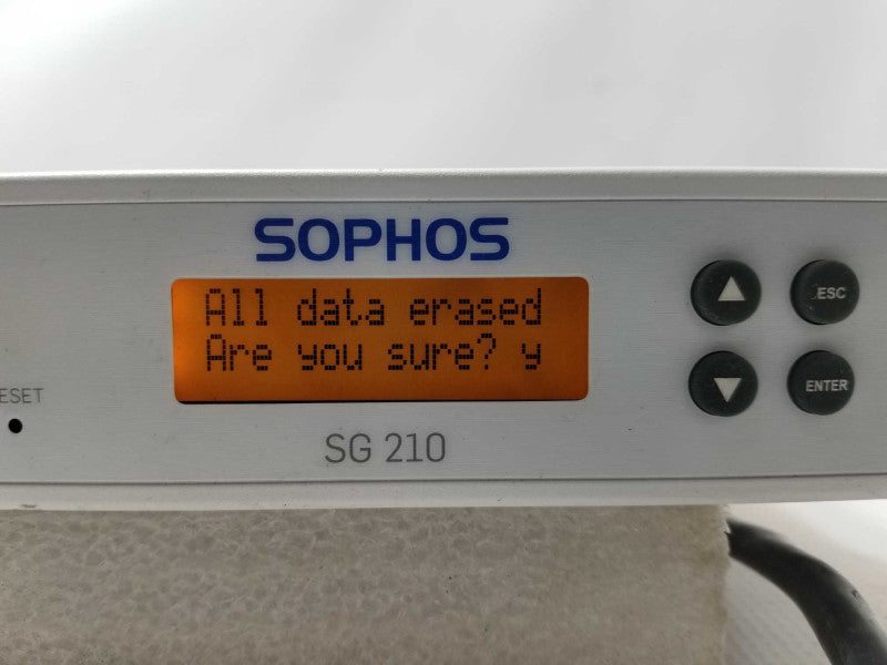 Sophos SG 210 Rev. 1 Firewall Security Appliance, Factory reset _