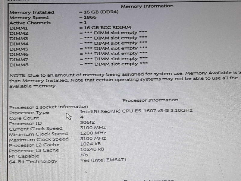 Dell Precision Tower 5810 Xeon E5-1607 v3 @ 3.10GHz 16GB DDR4 - NO HDD/Caddies +