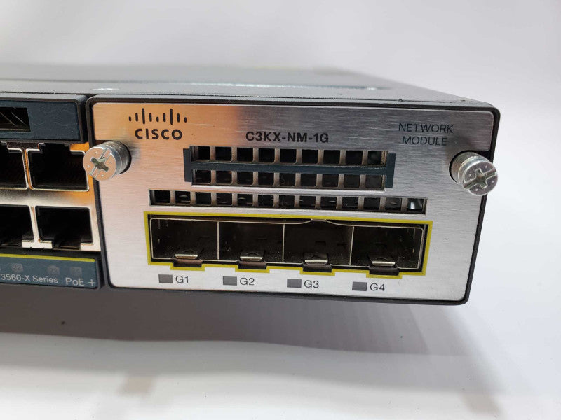 Cisco WS-C3560X-24P-E 24-Port IP Services PoE Switch + C3KX-NM-1G Module (