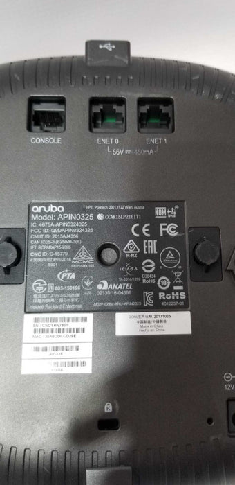 Aruba Networks Inc Ap-325 Indoor Wireless Access Point Dual Band WiFi APIN0325=