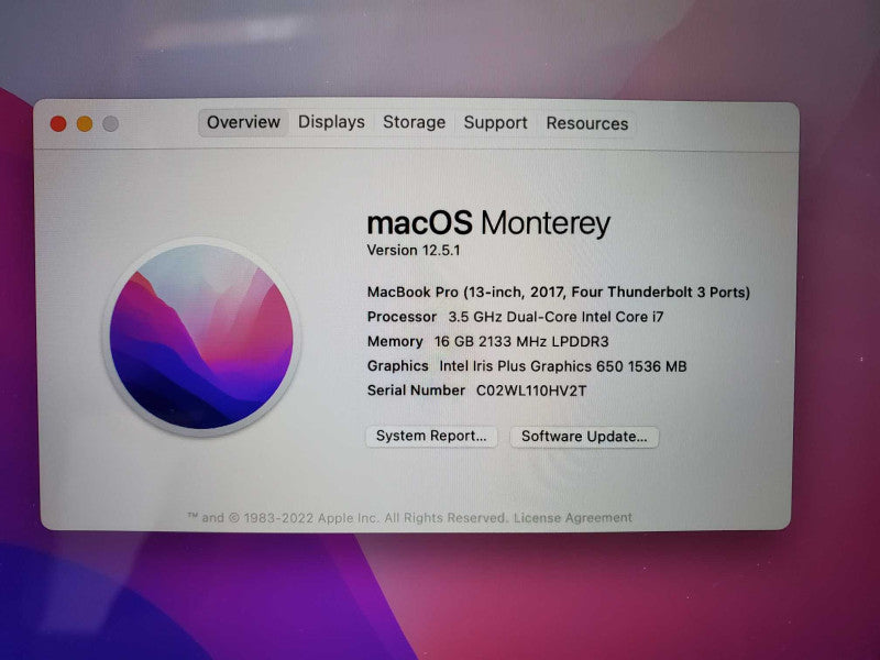 Macbook Pro 2017 13\\" w/ Touch Bar Core i7-7567U@ 3.5 GHz 16GB 500GB SSD *READ* (