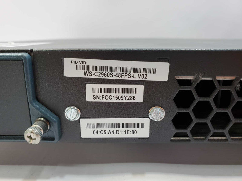 Cisco WS-C2960S-48FPS-L Catalyst 2960-S 48-Port PoE+ Network Switch (