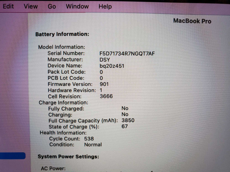 Macbook Pro 2017 13\\" A1708 Core i5-7360U @ 2.3GHz 8GB 250GB SSD (