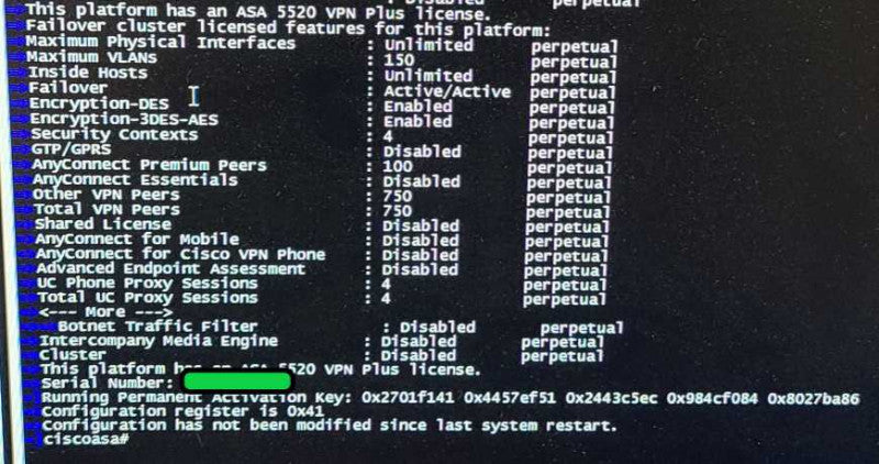 Cisco ASA 5520 VPN/Firewall Adaptive Security Appliance VPN Plus License $