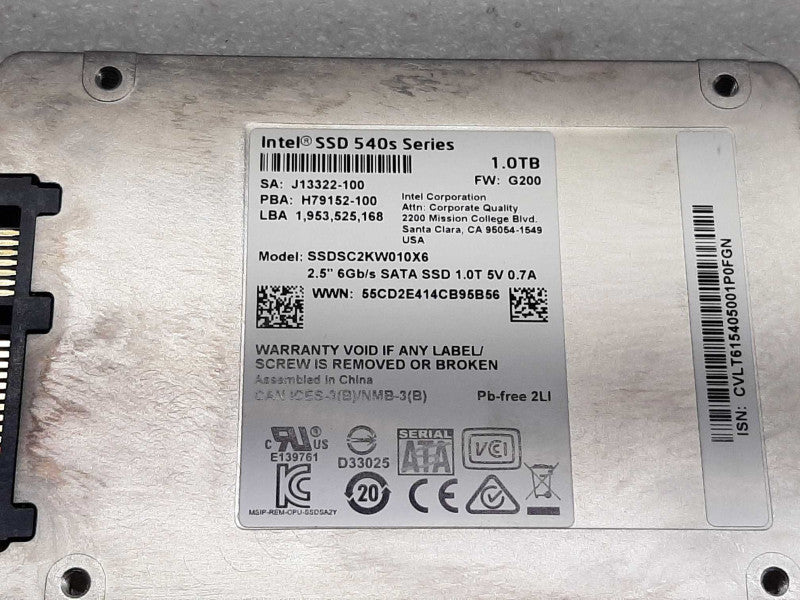 Intel 540s Series SSDSC2KW010X6 1TB SATA III 2.5 in SSD ~