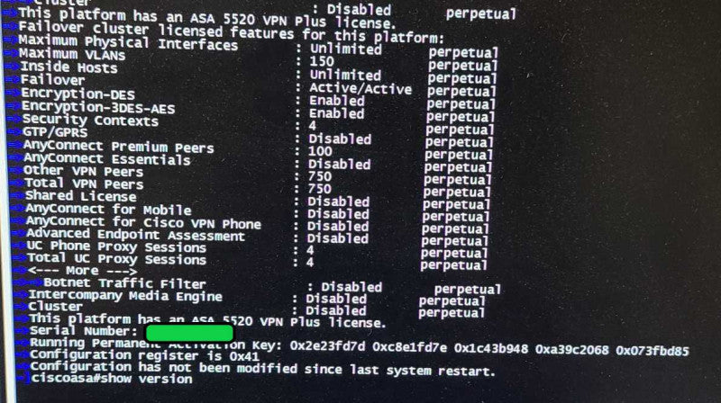 Cisco ASA 5520 VPN/Firewall Adaptive Security Appliance VPN Plus License $