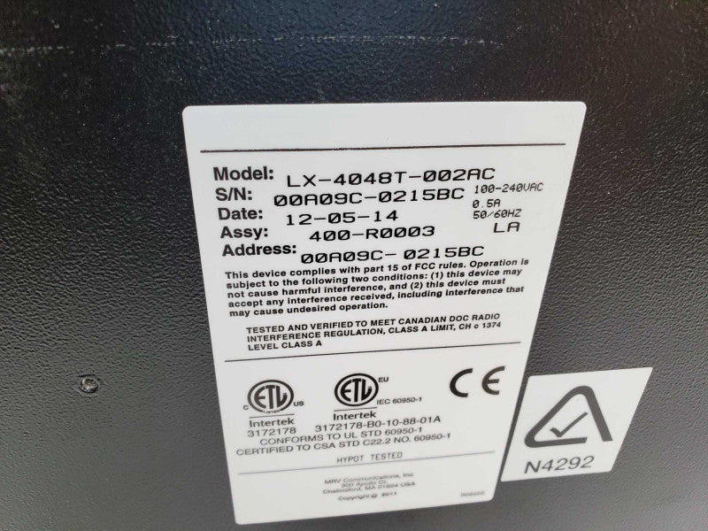 MRV LX-4048T-002AC Console Server with Double AC power )