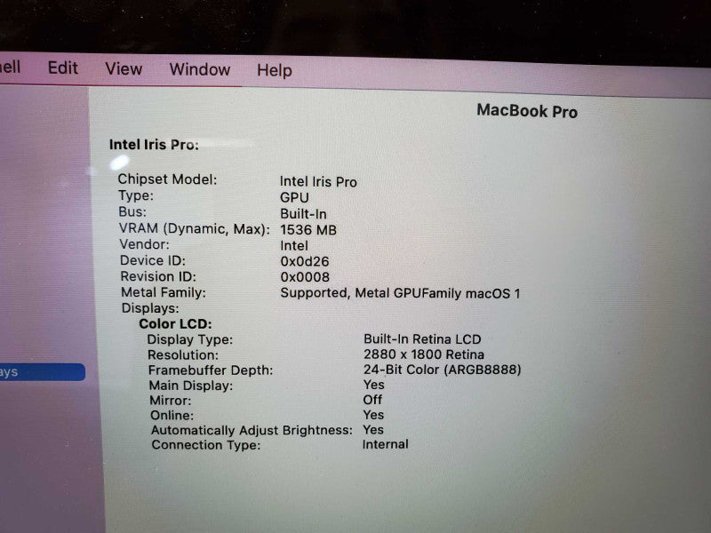 MacBook Pro 2015 15\\" Retina i7-4770HQ@ 2.2 GHz 16GB DDR3 120GB SSD (