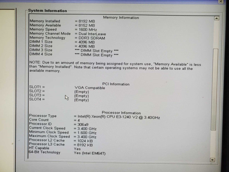 Dell Precision T1650 E3-1220 v2 3.1GHz 4GB DDR3 Nvidia Quadro 600 |