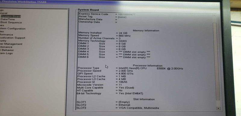 Dell precision T5500 Xeon E5504 @ 2.00ghz / 24gb ram / no GPU #
