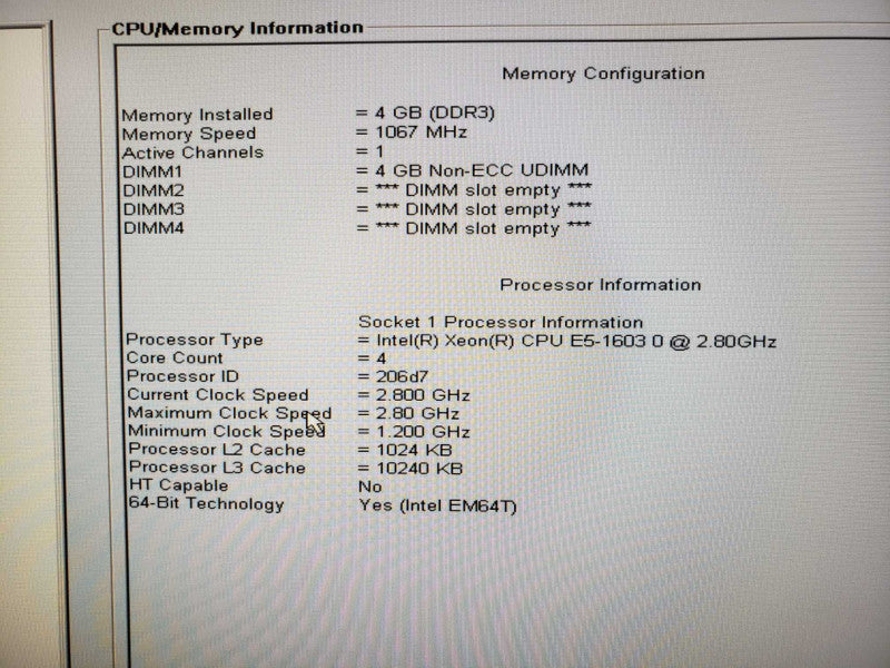 Dell Precision T3600 Xeon E5-1603@2.8GHz 4GB DDR3 Quadro 600 No HDD [