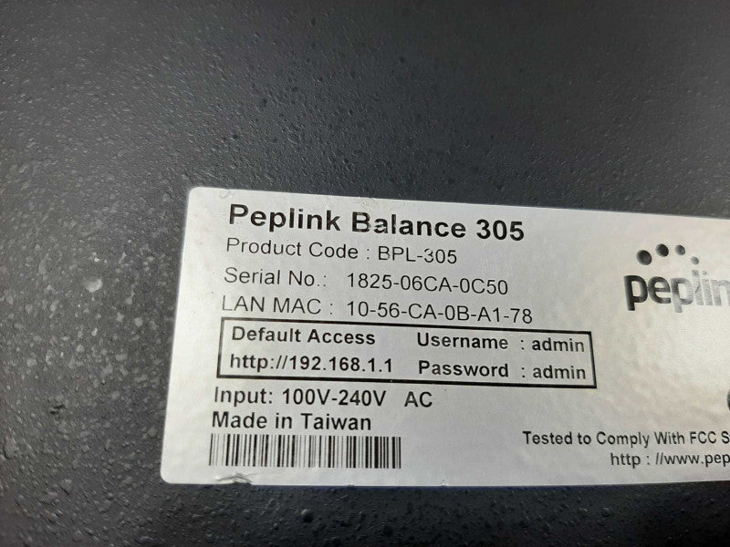 Peplink Balance 305 Load Balancing Router, FACTORY RESET ~