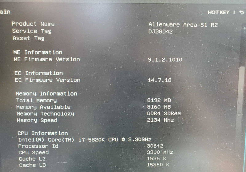 Dell Alienware Area 51 R2 Gaming PC i7-5820k 8GB DDR4 RAM GTX 970 4GB  |