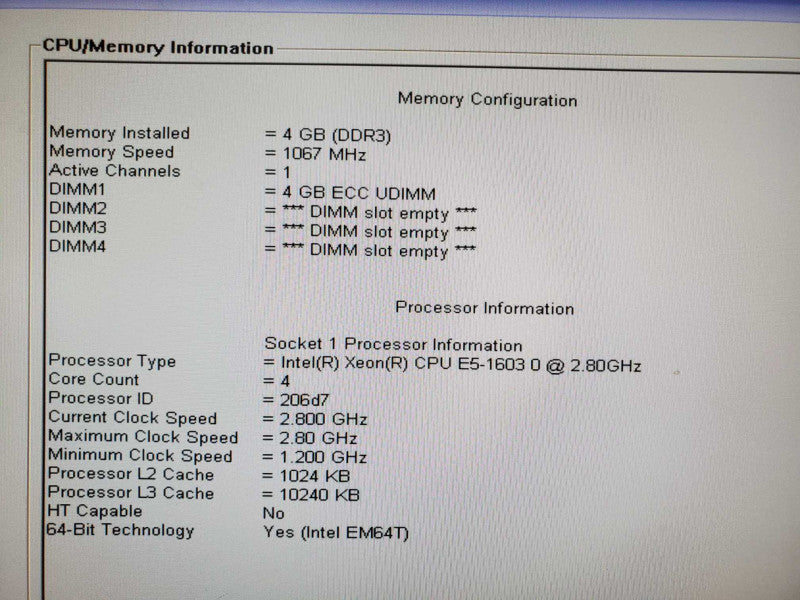 Dell Precision T3600 Workstation  E5-1603 2.80GHZ 4GB DDR3 |