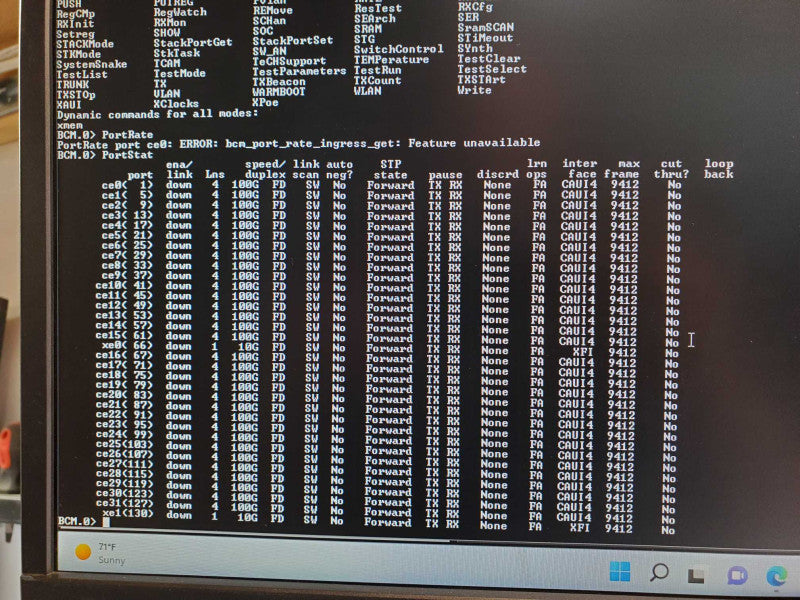 Broadcom 32-Port 100G QSFP ports and 2x 10G Ports, Requires factory reset _