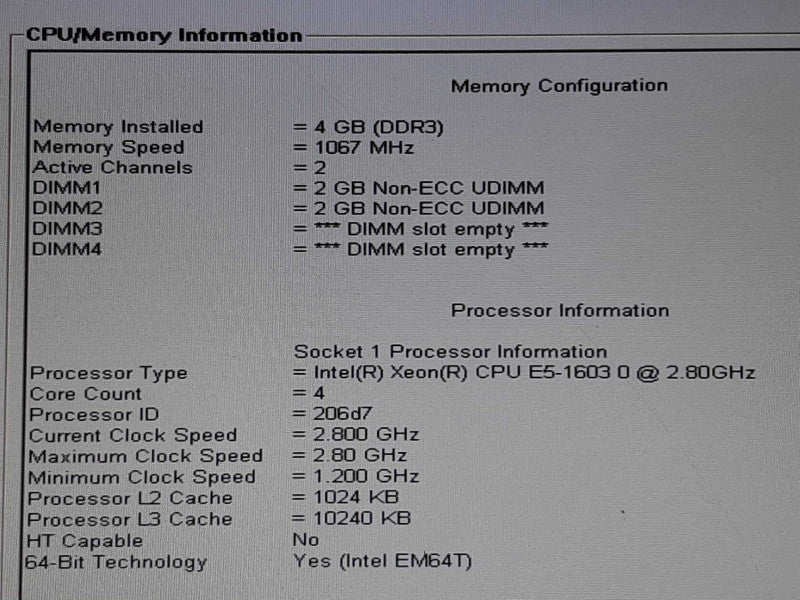 Dell PowerEdge T3600 Xeon E5-1603 @ 2.8GHz 4GB RAM - NO HDD/Cover +