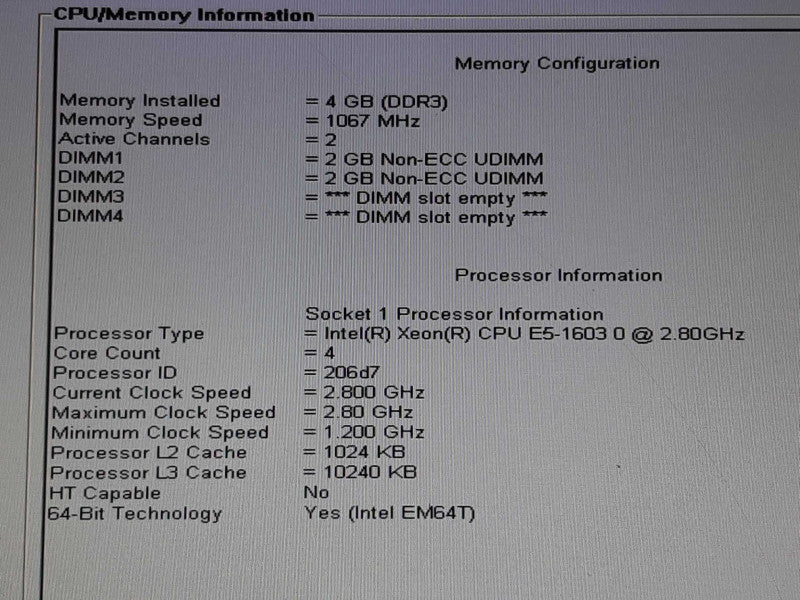 Dell PowerEdge T3600 Xeon E5-1603 @ 2.8GHz 4GB RAM QUADRO 600 -NO HDD/Cover\t +