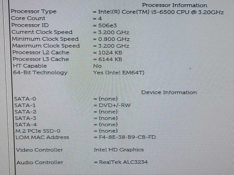 Dell OptiPlex 7040 i5-6500 3.2GHz 8GB RAM NO HDD NO OS  $