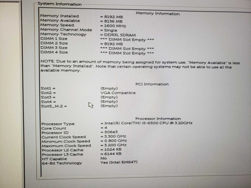 Dell OptiPlex 5040 i5-6500@3.2GHz 8GB DDR3 No HDD [