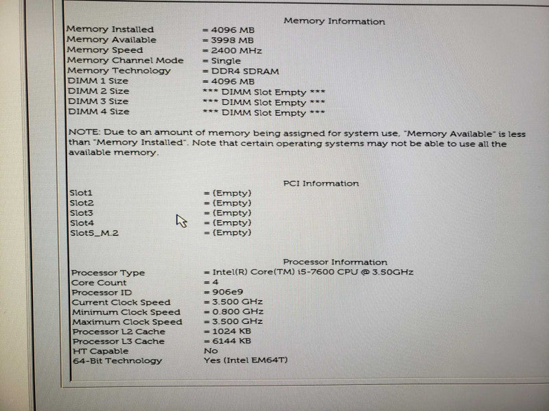 Dell OptiPlex 5050 i5-7600@3.5GHz 4GB DDR4 No HDD [