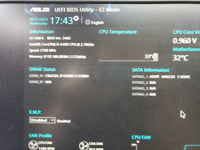 Custom PC Asus H110M-K i5-6400@2.7GHz 8GB DDR4 No HDD [