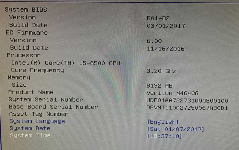 Acer Veriton M4640g i5-6500 3.2GHz 8GB DDR4 NO OS NO HDD $