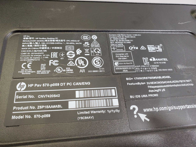 HP Pavilion PC Barebone AMD  A2-9800 _For Parts )