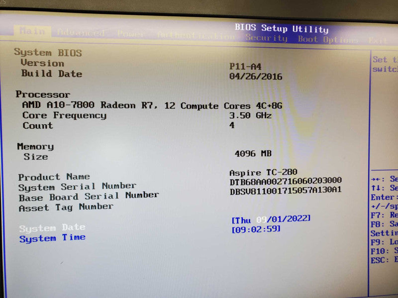 Acer Aspire ATC 280-EB11 AMD A10-7800 @ 3.5 GHz 4GB Ram No HDD (
