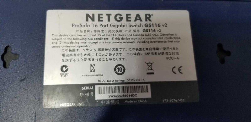 NETGEAR ProSafe GS116V2 16-Ports Gigabit Network Switch=
