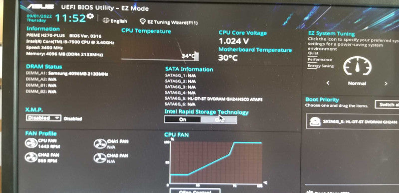 Thermaltake Case Gaming Computer i5 -7500 3.4Ghz 4GB RAM h270 Plus=