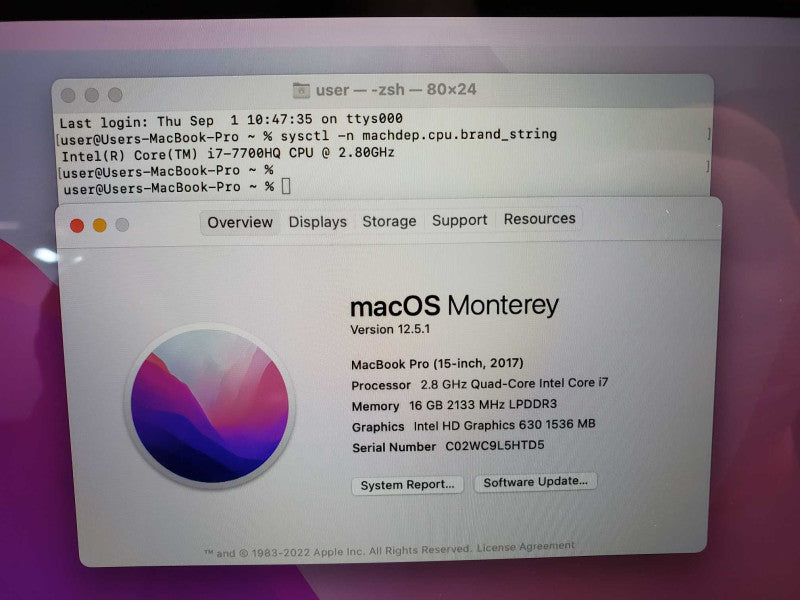 Macbook Pro 2017 15\\" Core i7-7700HQ @ 2.8GHz 16GB 250GB SSD Radeon 2 GB *READ* (