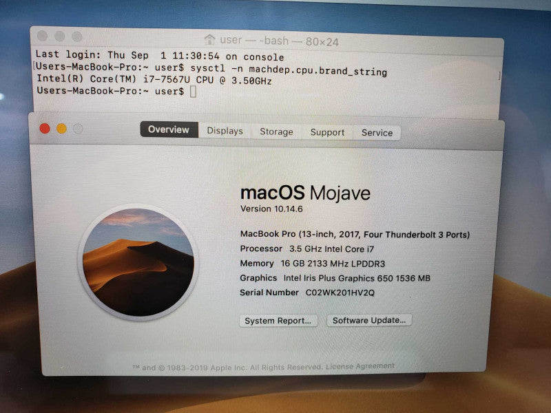 Macbook Pro 2017 13\\" w/ Touch Bar Core i7-7567U@ 3.5 GHz 16GB 250GB SSD *READ* (