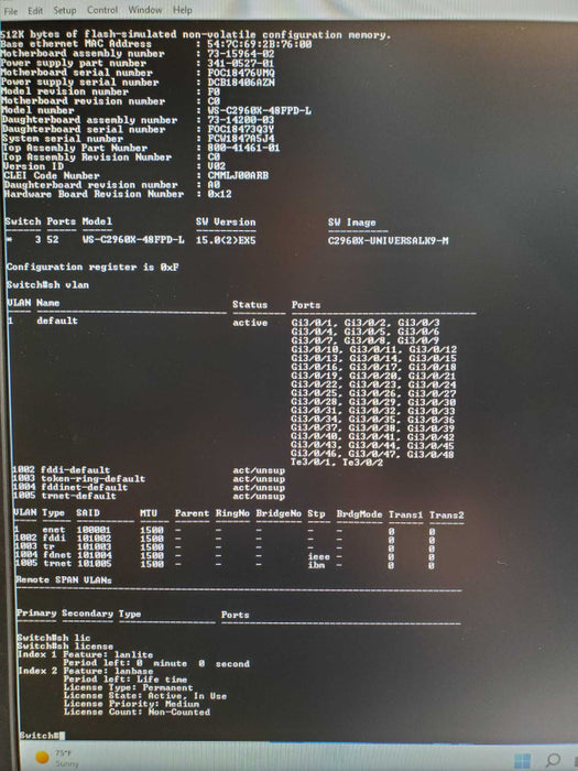 CISCO WS-C2960X-48FPD-L Catalyst 48 Port Gigabit POE Managed Switch, Read _
