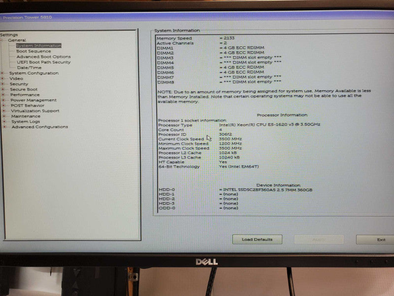 Dell Precision T5810, Xeon E5-1620v3 3.5GHz, 16GB DDR4, 360GB SSD, Quadro K620 _