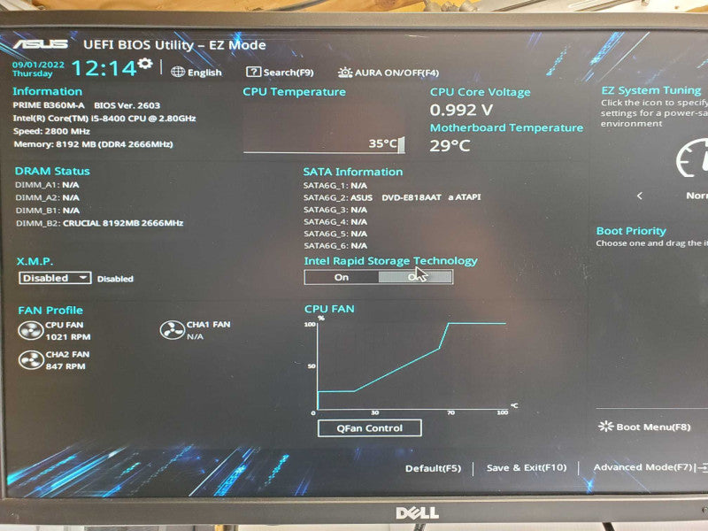 Custom/Asus PC, Core I5-8400 2.8GHz, 8GB DDR4, No HDD _