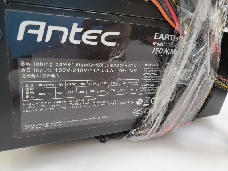 ANTEC EA-750 SWITCHING POWER SUPPLY AC INPUT 100V-240V 11A-5.5A )