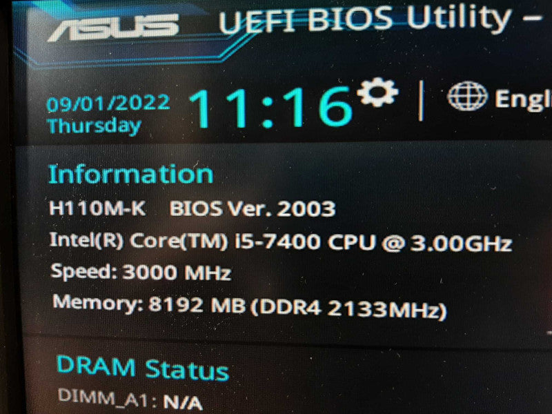 Black Box Desktop Asus H110M-K, i5-7400 3.0GHz/8GB, NO HDDs ~