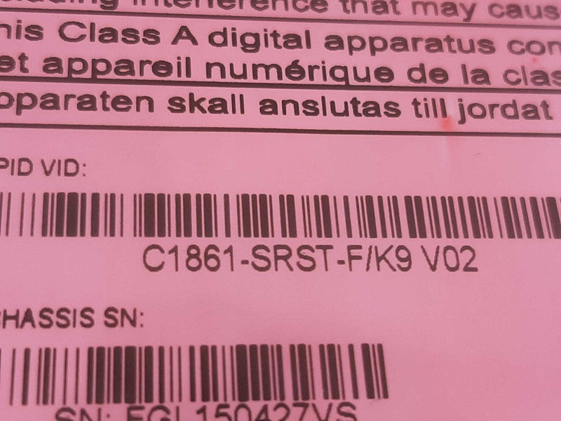 Cisco C1861-SRST-F/K9 Unified Communication Device with AC Adapter Open Box ~