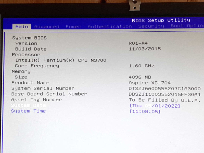 Acer Aspire XC-704 Pentium N3700 @ 1.60GHz 4GB RAM - NO HDD +