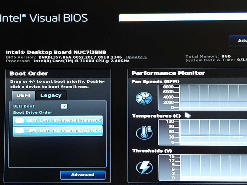 Intel NUC i3-7100U @ 2.40GHz 8GB RAM - NO SSD +