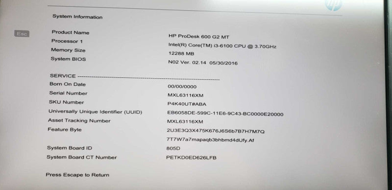HP ProDesk 600 G2 MT I3-6100 @ 3.70ghz / 12gb ram / Quadro 600 GPU #