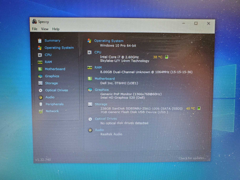 Dell Latitude E7470 14\\" HD Intel i7-6600U @ 2.60GHz 8GB 250GB SSD (