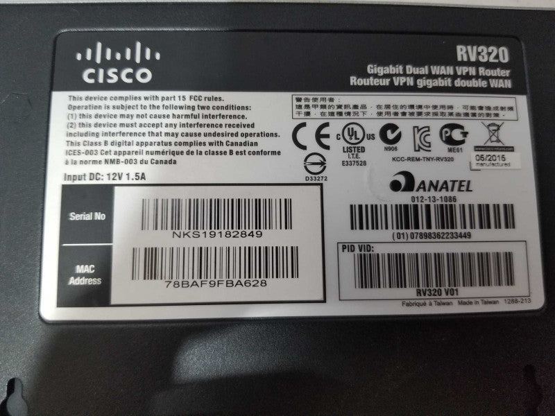 Cisco RV320 Gigabit Dual WAN VPN Router=