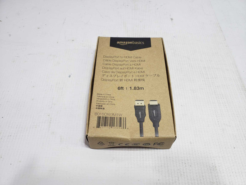 AmazonBasics DisplayPort to HDMI Cable 6ft/1.83m New in Box [