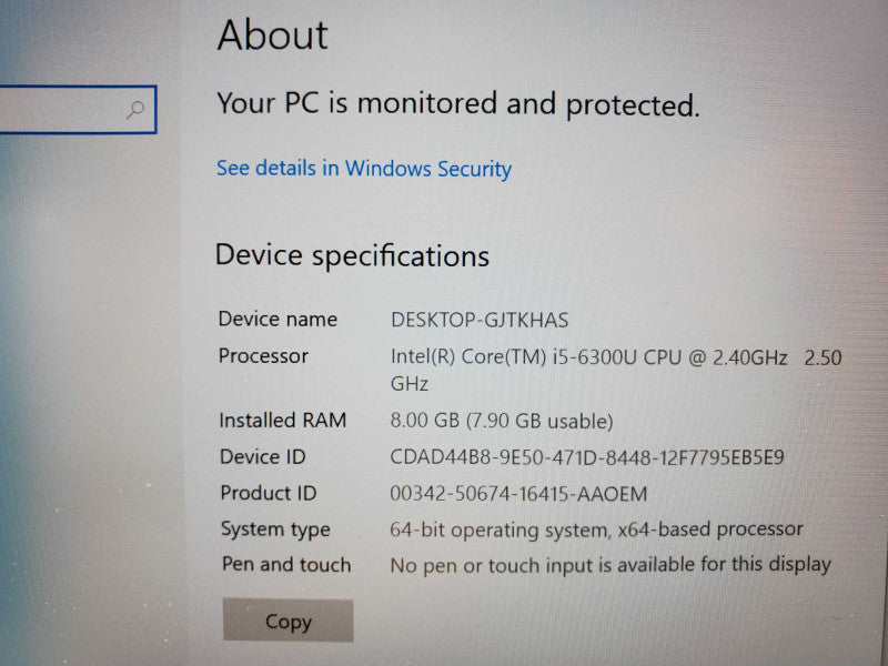 Dell Latitude E7470 14\\" HD Intel i5-6300U @ 2.40GHz 8GB 250GB SSD (