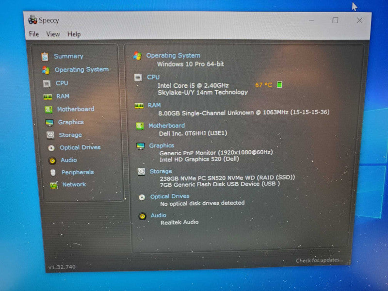 Dell Latitude E7470 14\\" HD Intel i5-6300U @ 2.40GHz 8GB 250GB SSD (