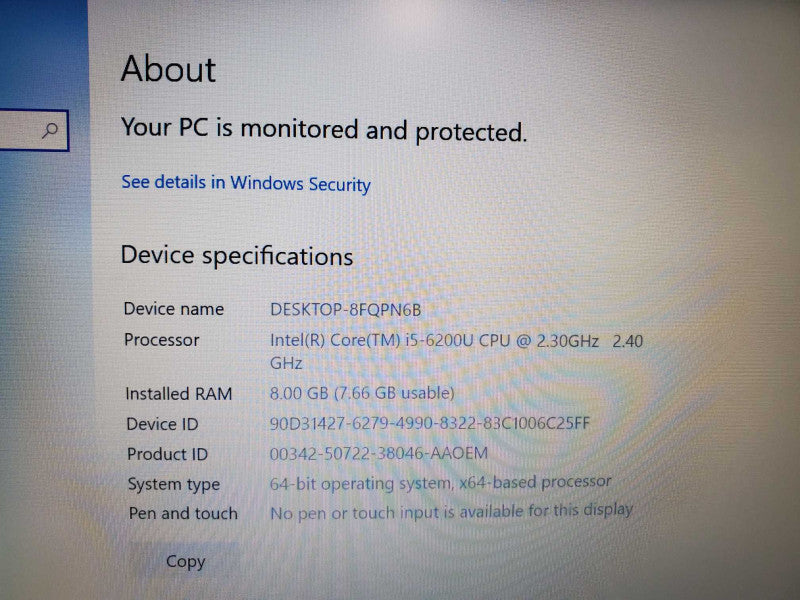 HP EliteBook 840 G3 Core i5-6200U @ 2.3 GHz 8GB Ram 250GB SSD (
